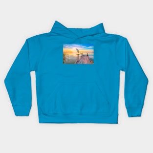 Great Blue Heron at Sunset Kids Hoodie